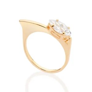 ANEL SKINNY BANHADO A OURO 18K COM ZIRCÔNIA