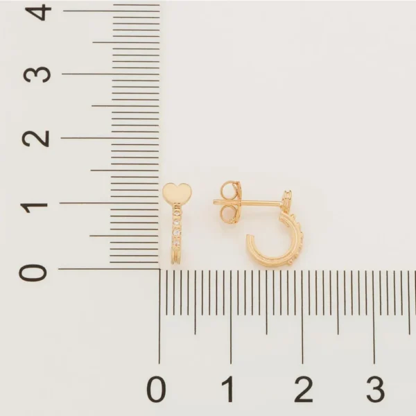 BRINCO MEIA ARGOLA CORAÇÃO BANHADO A OURO 18K COM ZIRCÔNIAS - TAM.ÚNICO - Image 4