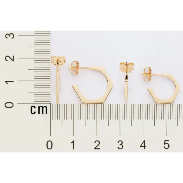KIT BRINCO MEIA ARGOLA ANGULAR BANHADO A OURO 18K - TAM.ÚNICO - Image 5
