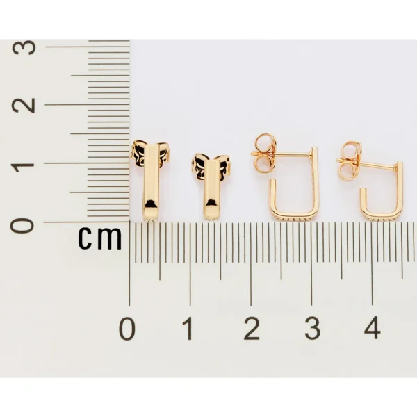 KIT BRINCO RETANGULAR BANHADO A OURO 18K - TAM.ÚNICO - Imagem 4