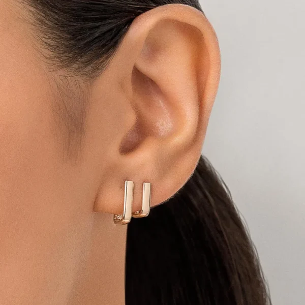 KIT BRINCO RETANGULAR BANHADO A OURO 18K - TAM.ÚNICO - Imagem 3