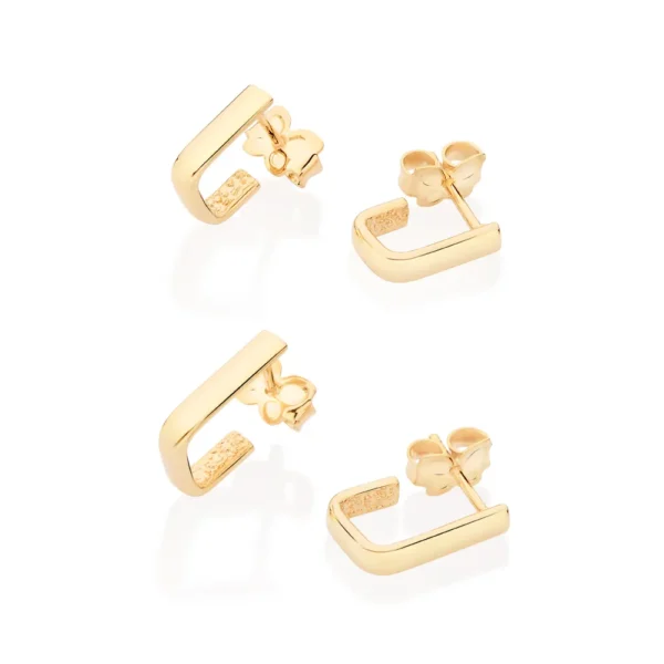 KIT BRINCO RETANGULAR BANHADO A OURO 18K - TAM.ÚNICO - Imagem 2