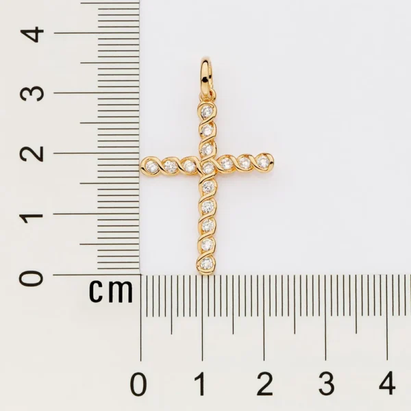 PINGENTE CRUZ BANHADO A OURO 18K COM ZIRCÔNIAS - TAM.ÚNICO - Imagem 4