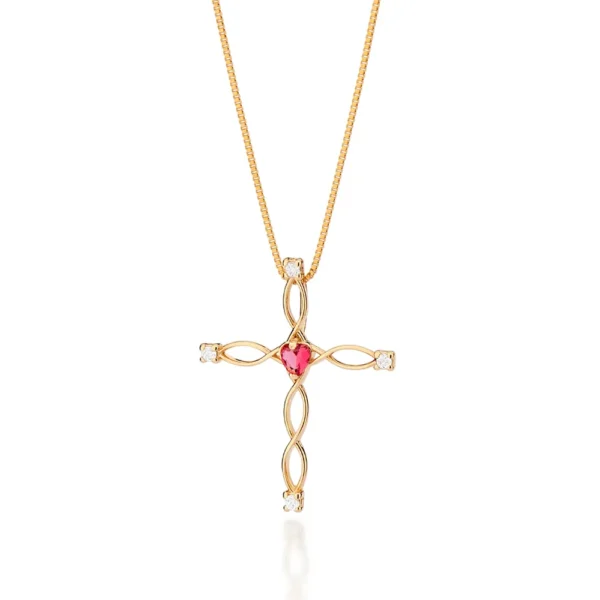 PINGENTE CRUZ BANHADO A OURO 18K COM ZIRCÔNIAS E CRISTAL - TAM.ÚNICO - Image 2