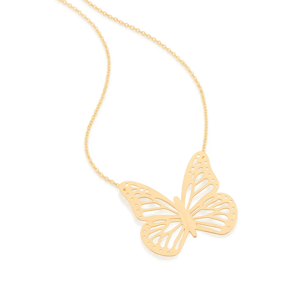 GARGANTILHA BORBOLETA BANHADA A OURO 18K - TAM.50