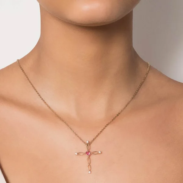 PINGENTE CRUZ BANHADO A OURO 18K COM ZIRCÔNIAS E CRISTAL - TAM.ÚNICO - Image 3