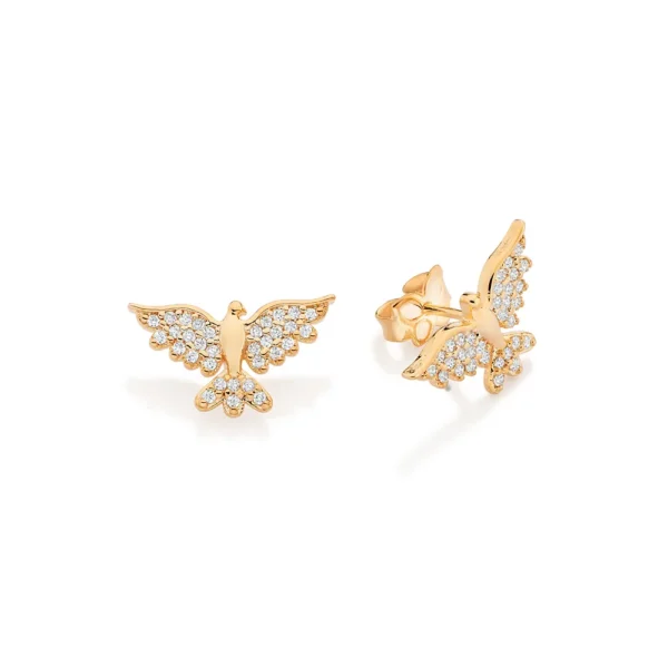BRINCO ESPÍRITO SANTO BANHADO A OURO 18K COM ZIRCÔNIAS - TAM.ÚNICO