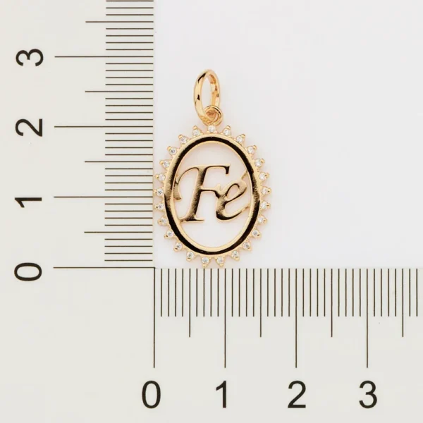PINGENTE FÉ BANHADO A OURO 18K COM ZIRCÔNIAS - TAM.ÚNICO - Image 4