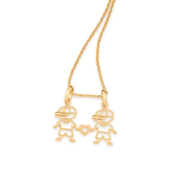 PINGENTE DOIS MENINOS BANHADO A OURO 18K - TAM.ÚNICO - Image 2