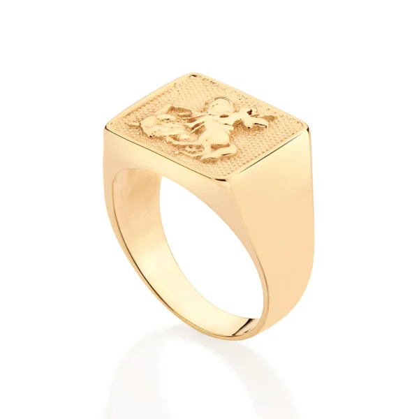 ANEL SÃO JORGE BANHADO A OURO 28 18K - Imagem 2