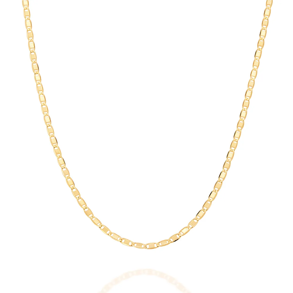GARGANTILHA ELO PIASTRINE BANHADA A OURO 18K - TAM.42