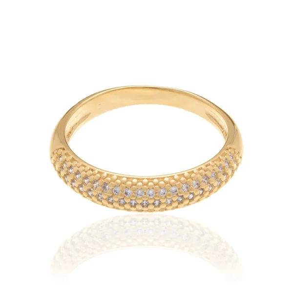 ANEL BANHADO A OURO 18K COM ZIRCÔNIAS - Imagem 3
