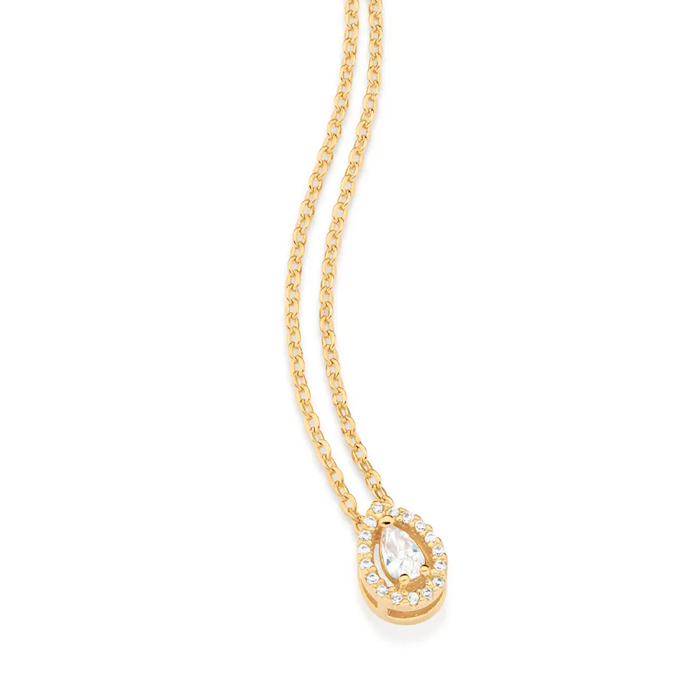 GARGANTILHA GOTA BANHADA A OURO 18K COM ZIRCÔNIAS - TAM.50