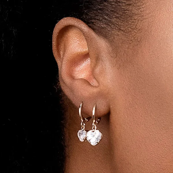 KIT BRINCO ARGOLA CORAÇÃO BANHADO A OURO 18K COM ZIRCÔNIAS - TAM.ÚNICO - Imagem 3