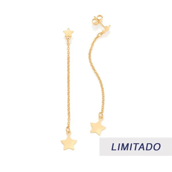 BRINCO PENDURADO ESTRELAS BANHADO A OURO 18K - TAM.ÚNICO
