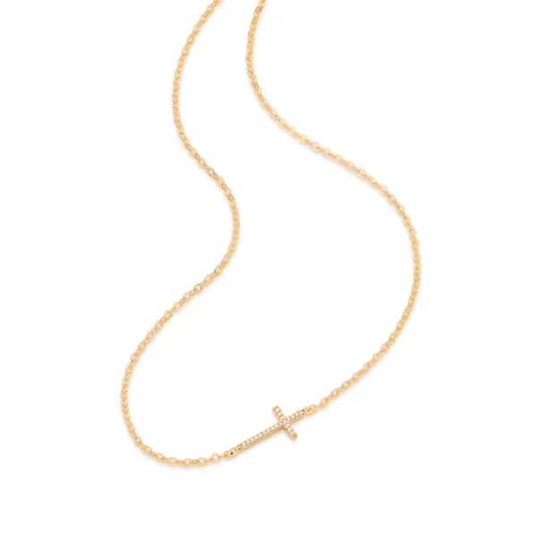GARGANTILHA COM PINGENTE CRUZ BANHADA A OURO 18K - TAM.42