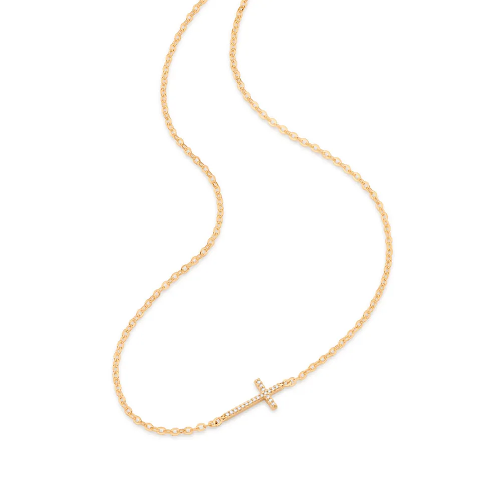 GARGANTILHA COM PINGENTE CRUZ BANHADA A OURO 18K - TAM.42