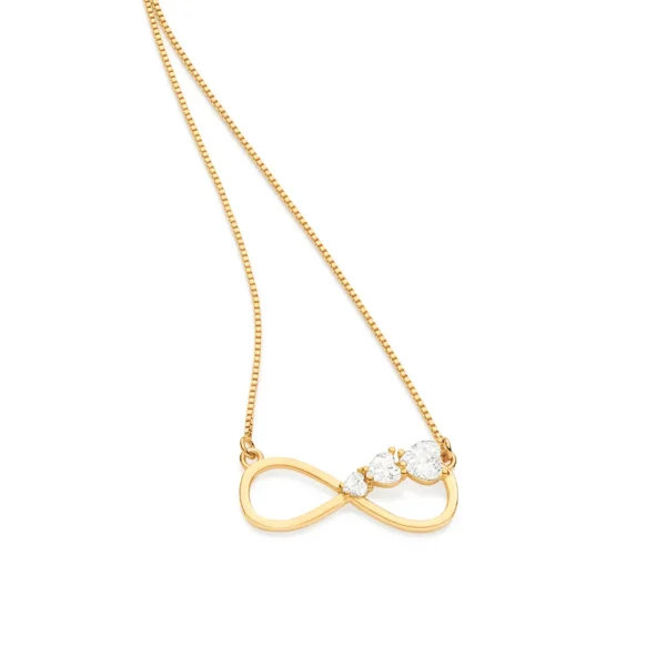 GARGANTILHA INFINITO BANHADA A OURO 18K COM ZIRCÔNIAS - TAM.50