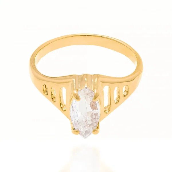ANEL SOLITÁRIO BANHADO A OURO 18K COM ZIRCÔNIA - Image 3