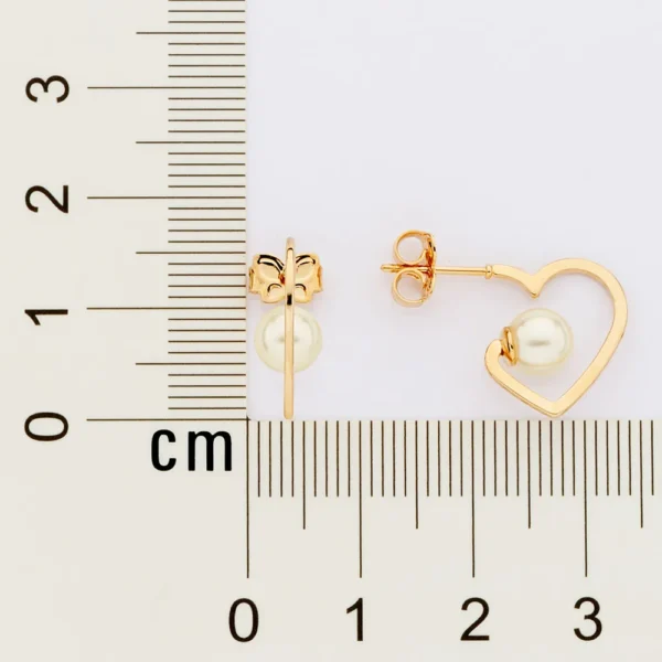 BRINCO MEIA ARGOLA CORAÇÃO BANHADO A OURO 18K COM PÉROLA - TAM.ÚNICO - Image 4