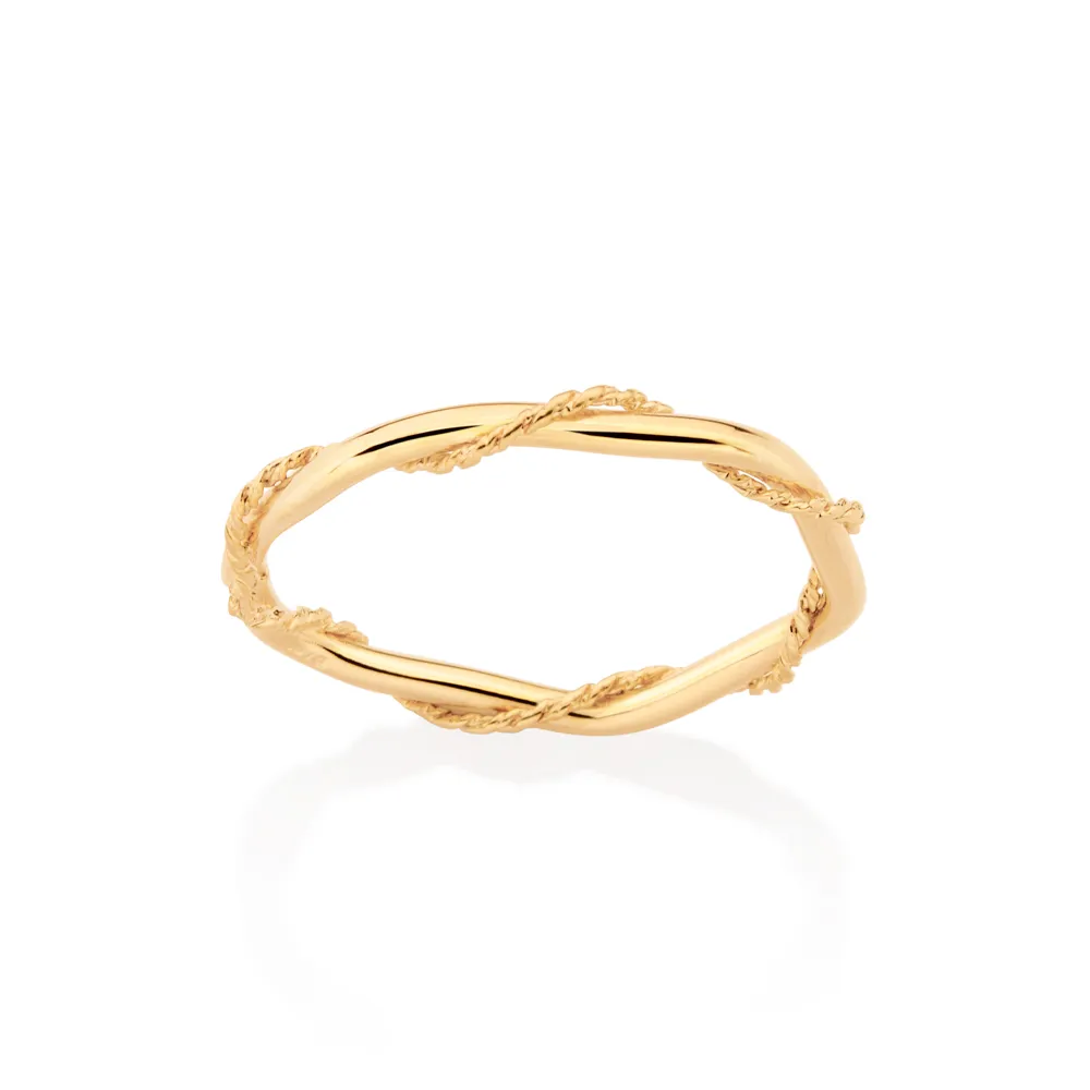ANEL SKINNY COM ARO TORCIDO BANHADO A OURO 18K