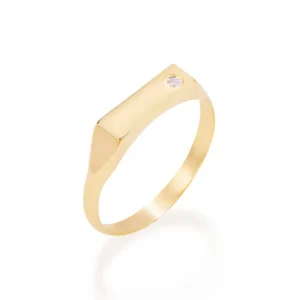 ANEL RETANGULAR BANHADO A OURO 18K COM ZIRCÔNIA