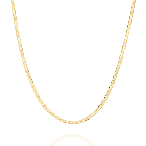 GARGANTILHA ELO PIASTRINE BANHADA A OURO 18K - TAM: 50