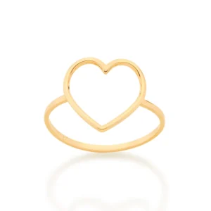 ANEL SKINNY CORAÇÃO BANHADO A OURO 18K
