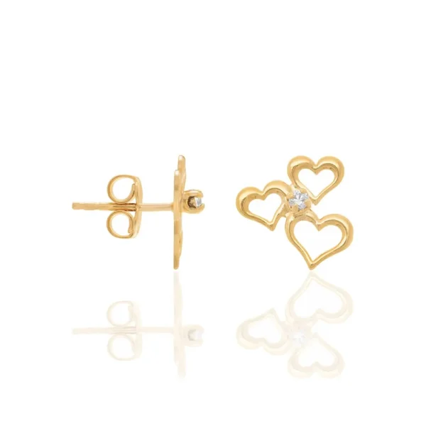 BRINCO BANHADO A OURO 18K COM CORAÇÕES E ZIRCÔNIAS - TAM.ÚNICO - Image 2
