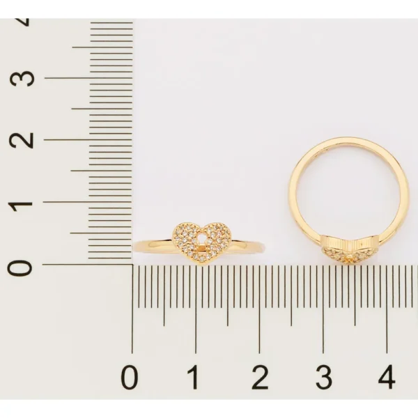 ANEL SKINNY CORAÇÃO FECHADURA BANHADO A OURO 18K COM ZIRCÔNIAS 18 - Image 5