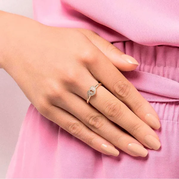 ANEL SKINNY CORAÇÃO FECHADURA BANHADO A OURO 18K COM ZIRCÔNIAS 18 - Image 4
