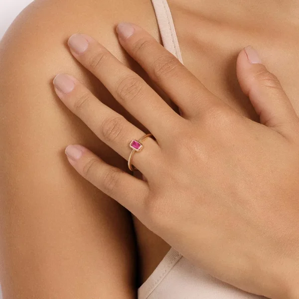 ANEL SOLITÁRIO BANHADO A OURO 18K COM ZIRCÔNIA - Image 3