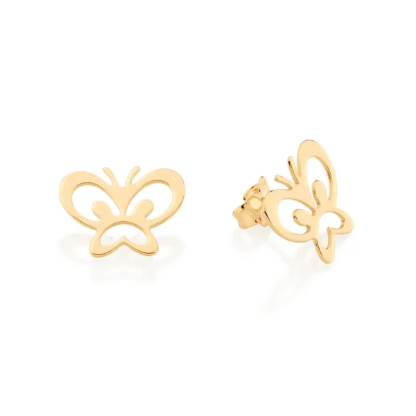 BRINCO BORBOLETA BANHADO A OURO 18K - TAM.ÚNICO