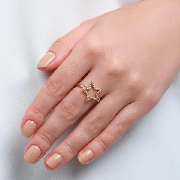 ANEL ESTRELA BANHADO A OURO 18K COM ZIRCÔNIAS - Image 2