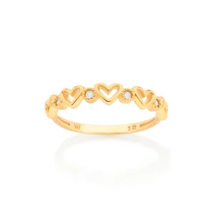 ANEL SKINNY CORAÇÕES BANHADO A OURO 18K COM ZIRCÔNIAS 22