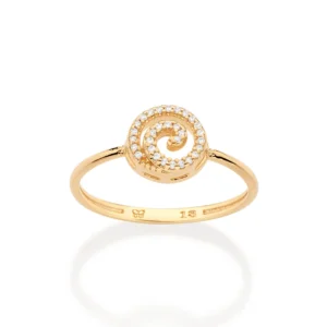 ANEL SKINNY ESPIRAL BANHADO A OURO 18K COM ZIRCÔNIAS  20