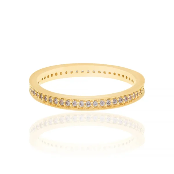 MEIA ALIANÇA BANHADA A OURO 18K COM ZIRCÔNIAS - Image 2