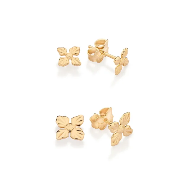 BRINCO FLOR BANHADO A OURO 18K - TAM.ÚNICO