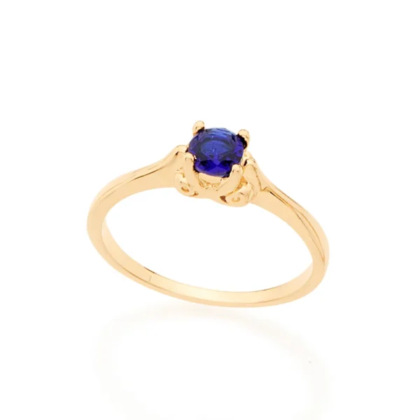 ANEL SOLITÁRIO BANHADO A OURO 18K COM CRISTAL 24