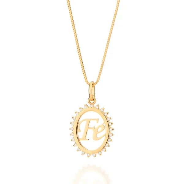 PINGENTE FÉ BANHADO A OURO 18K COM ZIRCÔNIAS - TAM.ÚNICO - Image 2