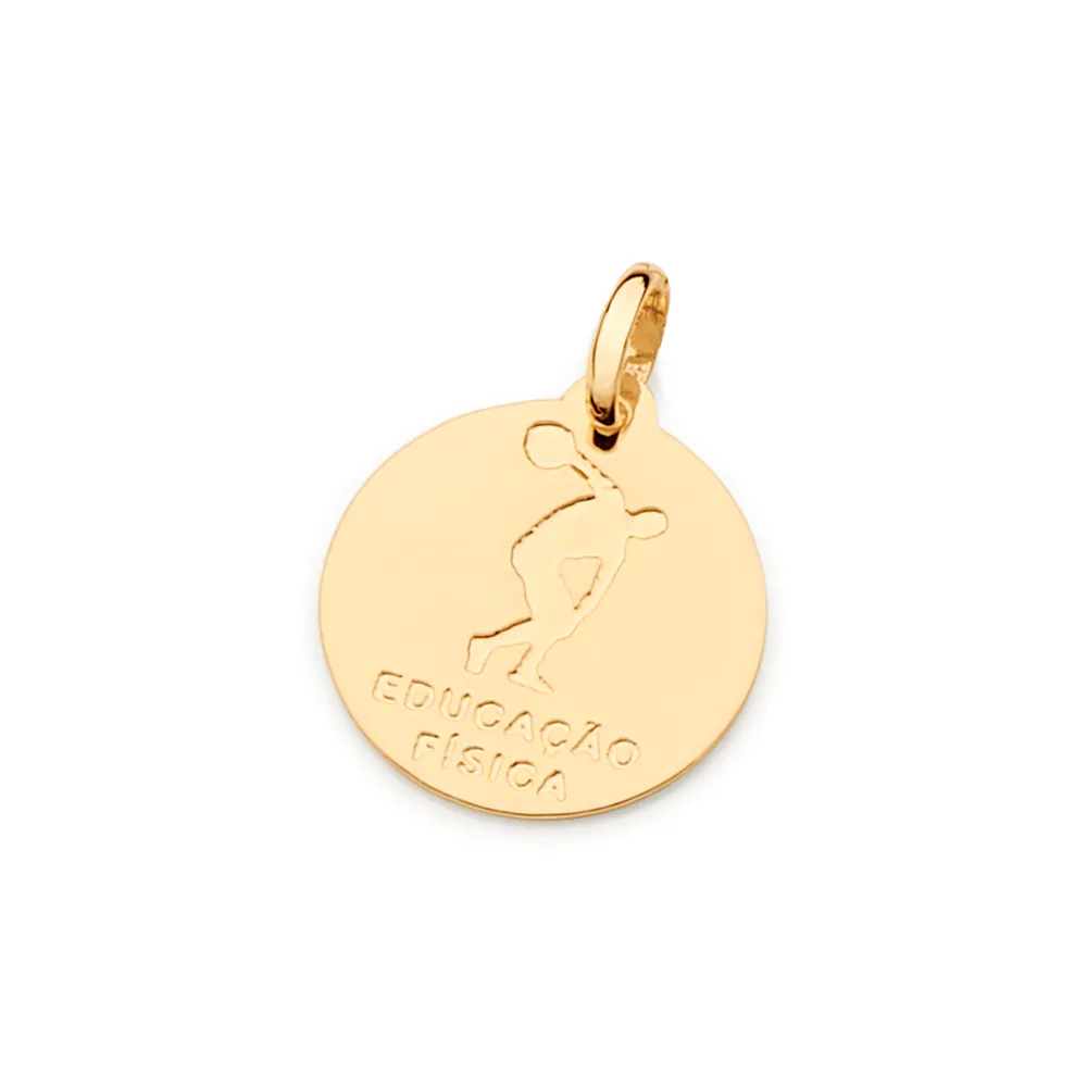 MEDALHA PROFISSÃO EDUCAÇÃO FÍSICA BANHADA A OURO 18K - TAM.ÚNICO