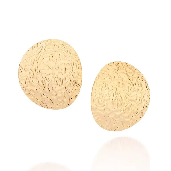 BRINCO BOTÃO CHÃO LUNAR BANHADO A OURO 18K - TAM.ÚNICO