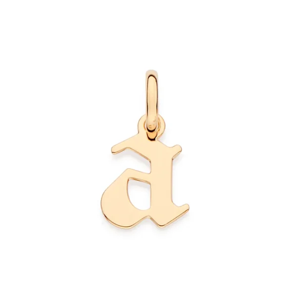 PINGENTE LETRA GÓTICA BANHADA A OURO 18K-LETRA A - TAM.ÚNICO