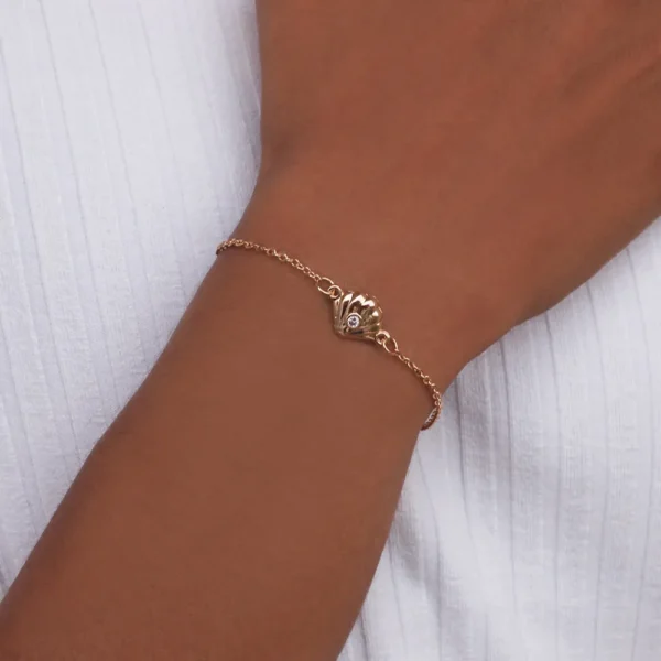 PULSEIRA CONCHA BANHADA A OURO 18K COM ZIRCÔNIA - TAM.16 - Image 2