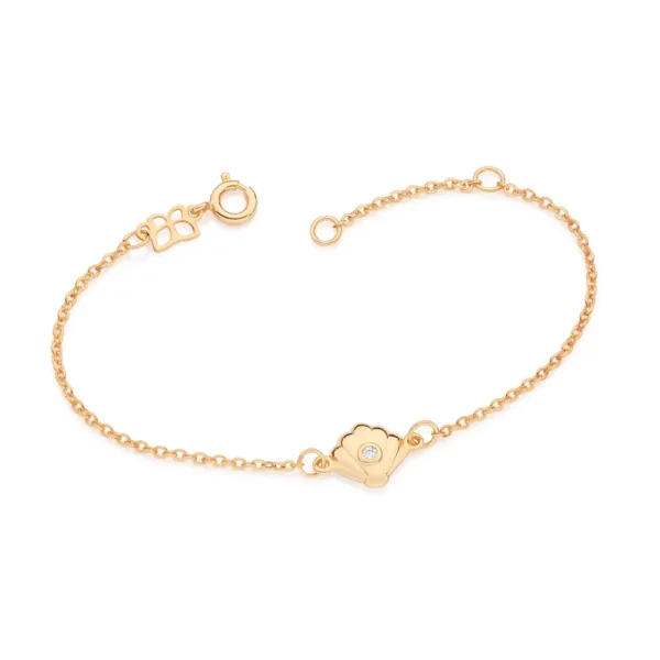 PULSEIRA CONCHA BANHADA A OURO 18K COM ZIRCÔNIA - TAM.16