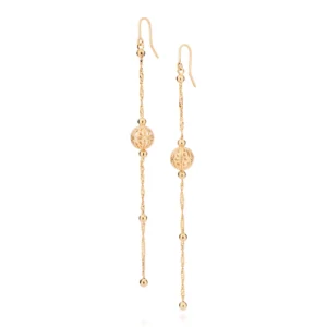 BRINCO LONGO COM BOLA BANHADO A OURO 18K - TAM.ÚNICO