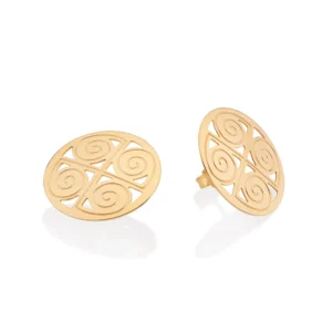 MAXI BRINCO REDONDO ESTILIZADO BANHADO A OURO 18K - TAM.ÚNICO