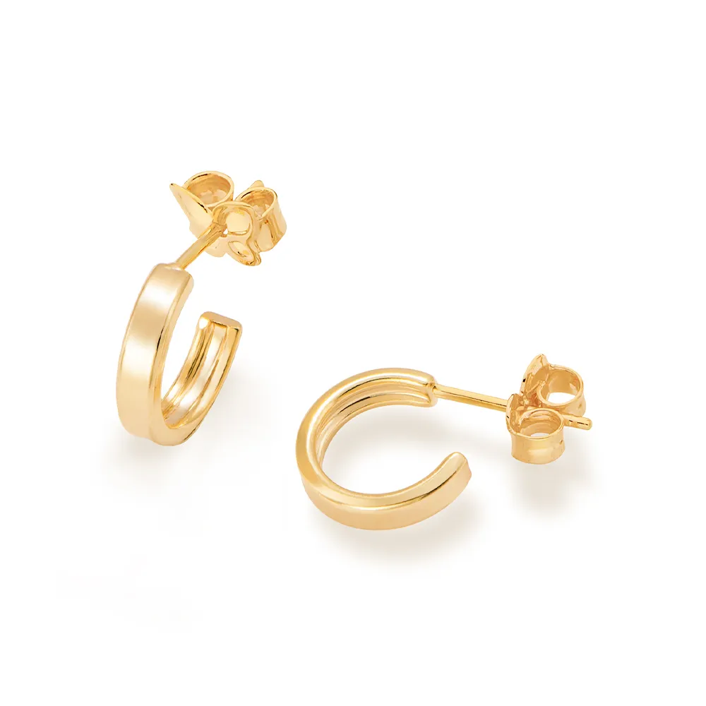 BRINCO MEIA ARGOLA PEQUENA BANHADO A OURO 18K - TAM.ÚNICO