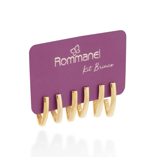 KIT BRINCO MEIA ARGOLA BANHADO A OURO 18K - TAM.ÚNICO - Imagem 3