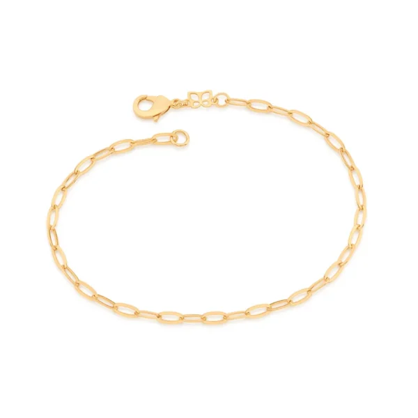 PULSEIRA ELO CADEADO OVAL BANHADA A OURO 18K - TAM.22